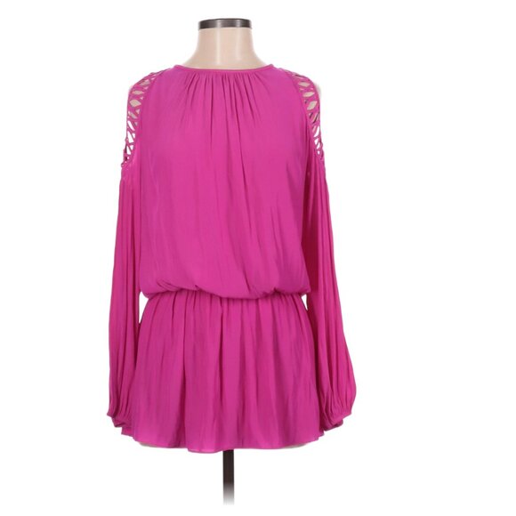 Ramy Brook Shelby Cold Shoulder Dress Hot Pink - Picture 1 of 12